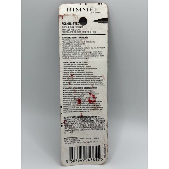 Rimmel London Scandaleyes Thick & Thin Eyeliner Black NWT - Picture 3 of 3